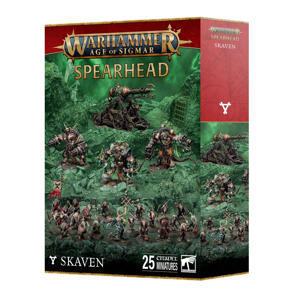 Skaven Clanrats, Grey Seer, Stormfiends and Warp Lightning Cannon – models from the Warpspark Clawpacks set