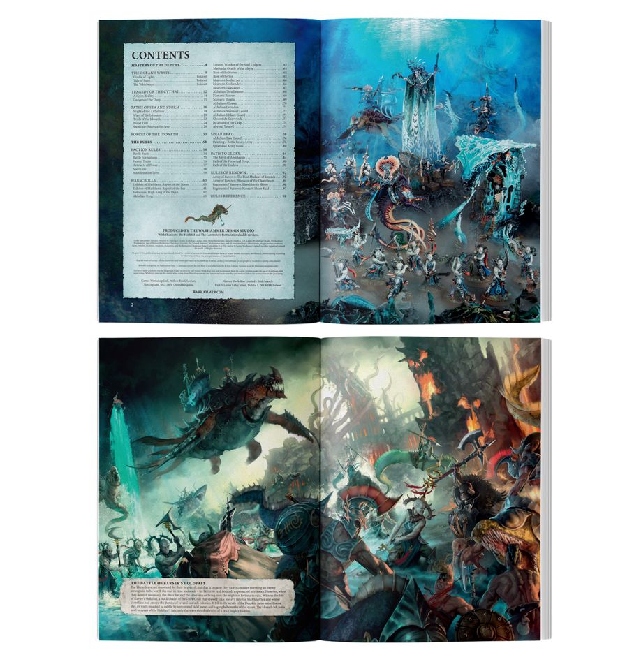 Preview from Battletome: Idoneth Deepkin – sample page and overviews