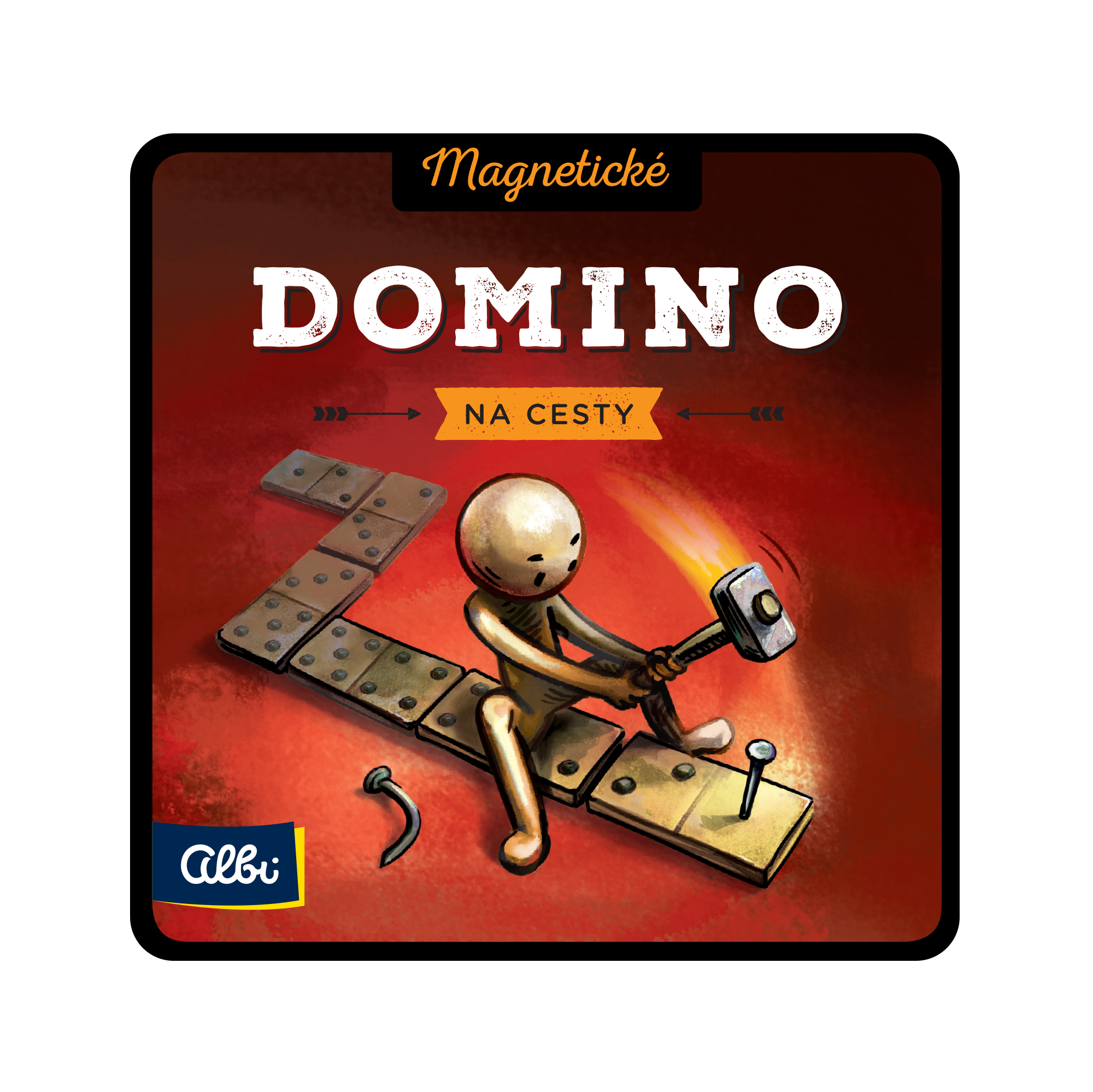 Hráči skladajúci magnetické domino na cestách