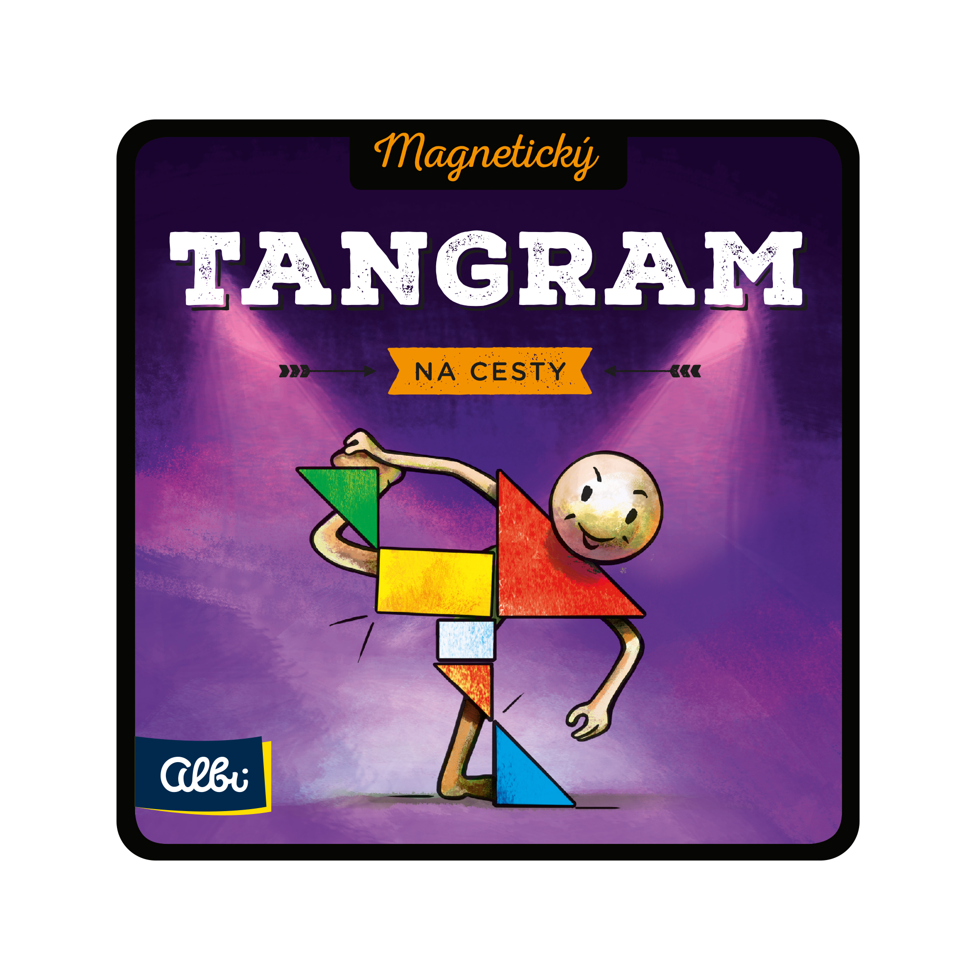 Magnetické dílky Tangramu skládané na desce