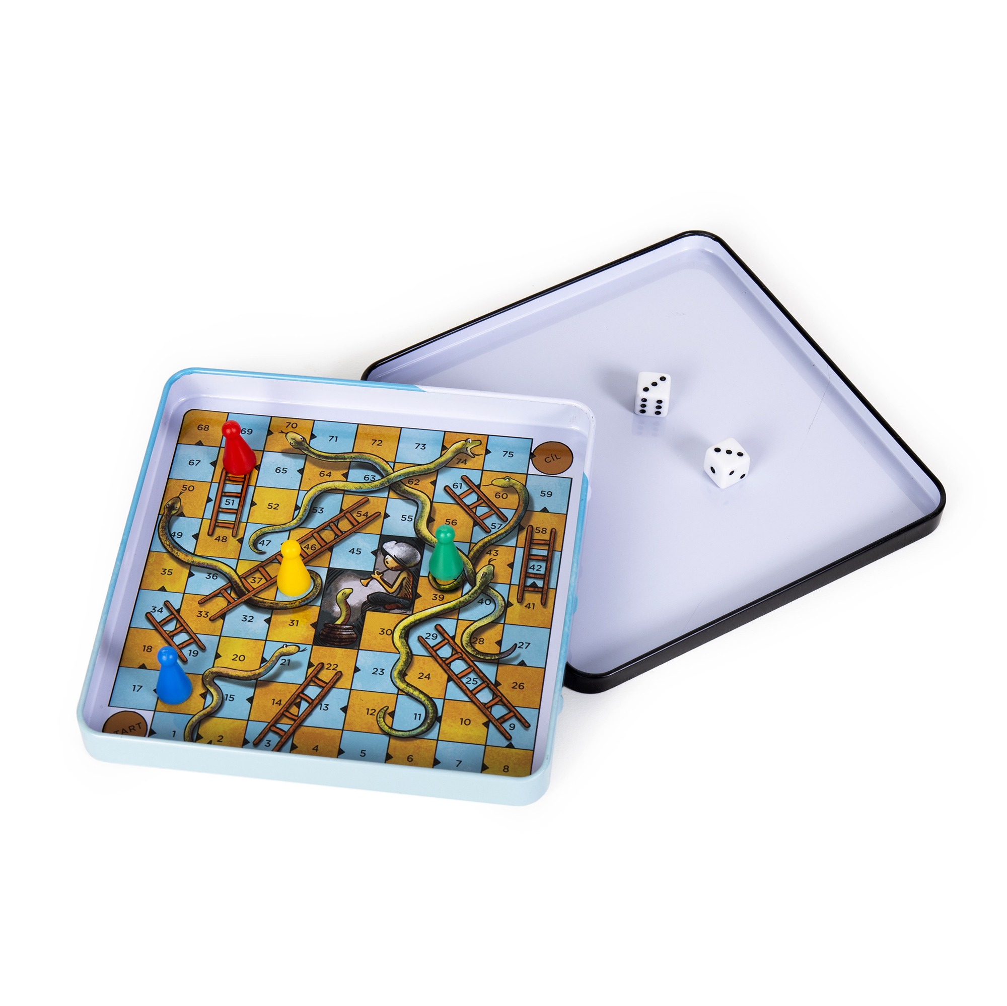 Detail of the magnetic game board with playing pieces