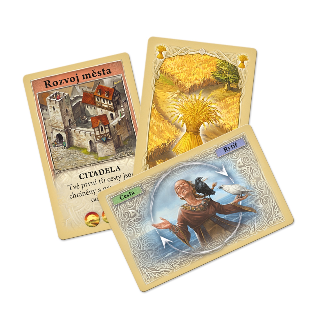 Hráči pri stole hrajúci Catan - Rychlá karetní hra