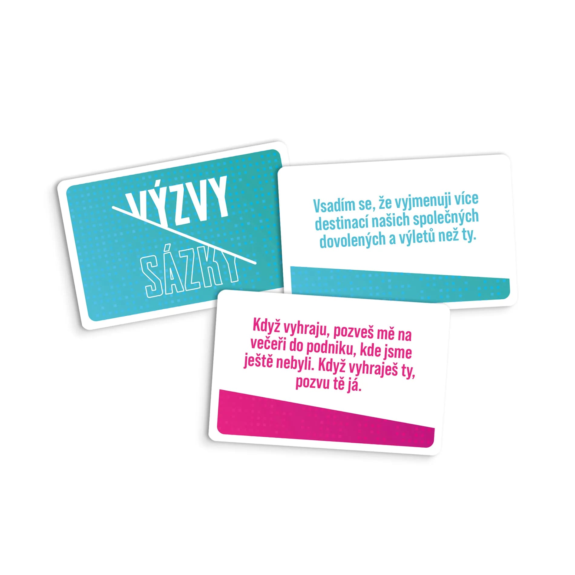 Close-up of game cards from Dares and Bets