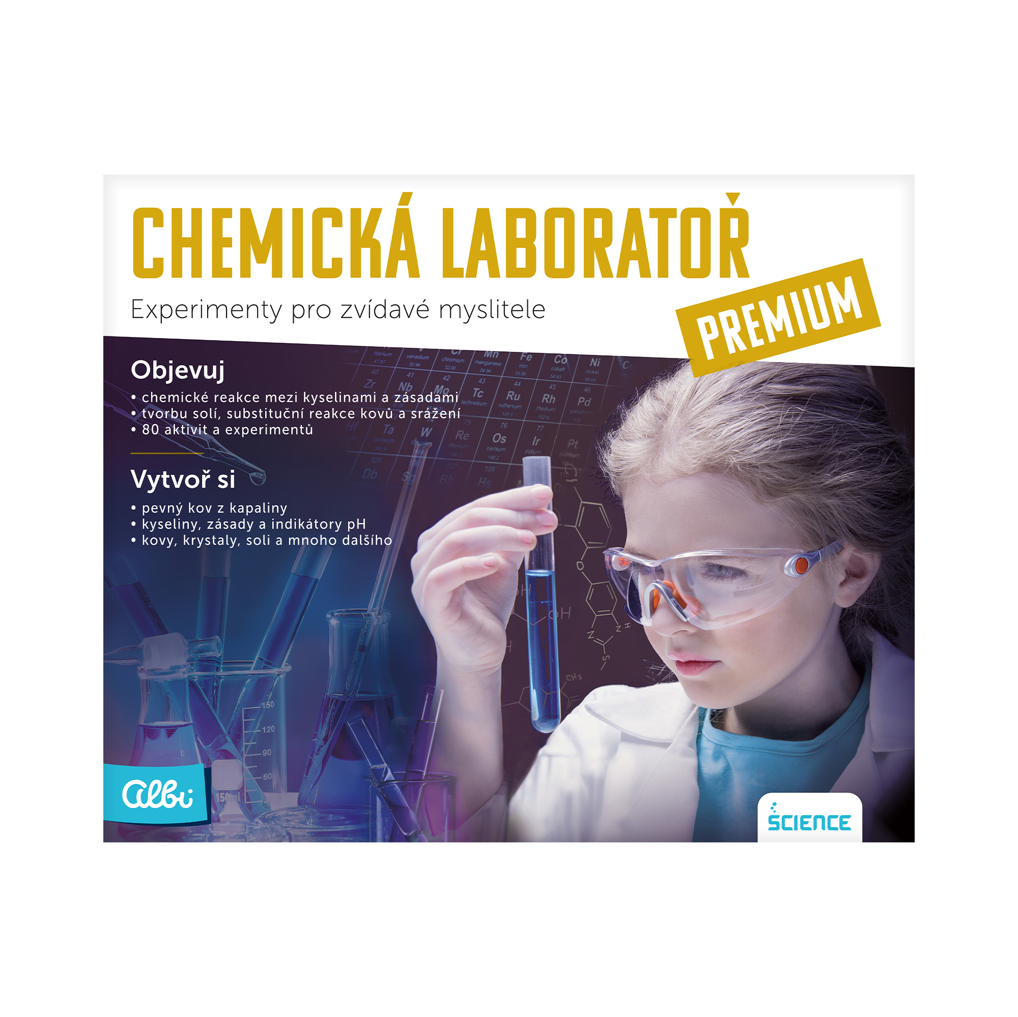 A child performing experiments with the Chemical Laboratory Premium kit