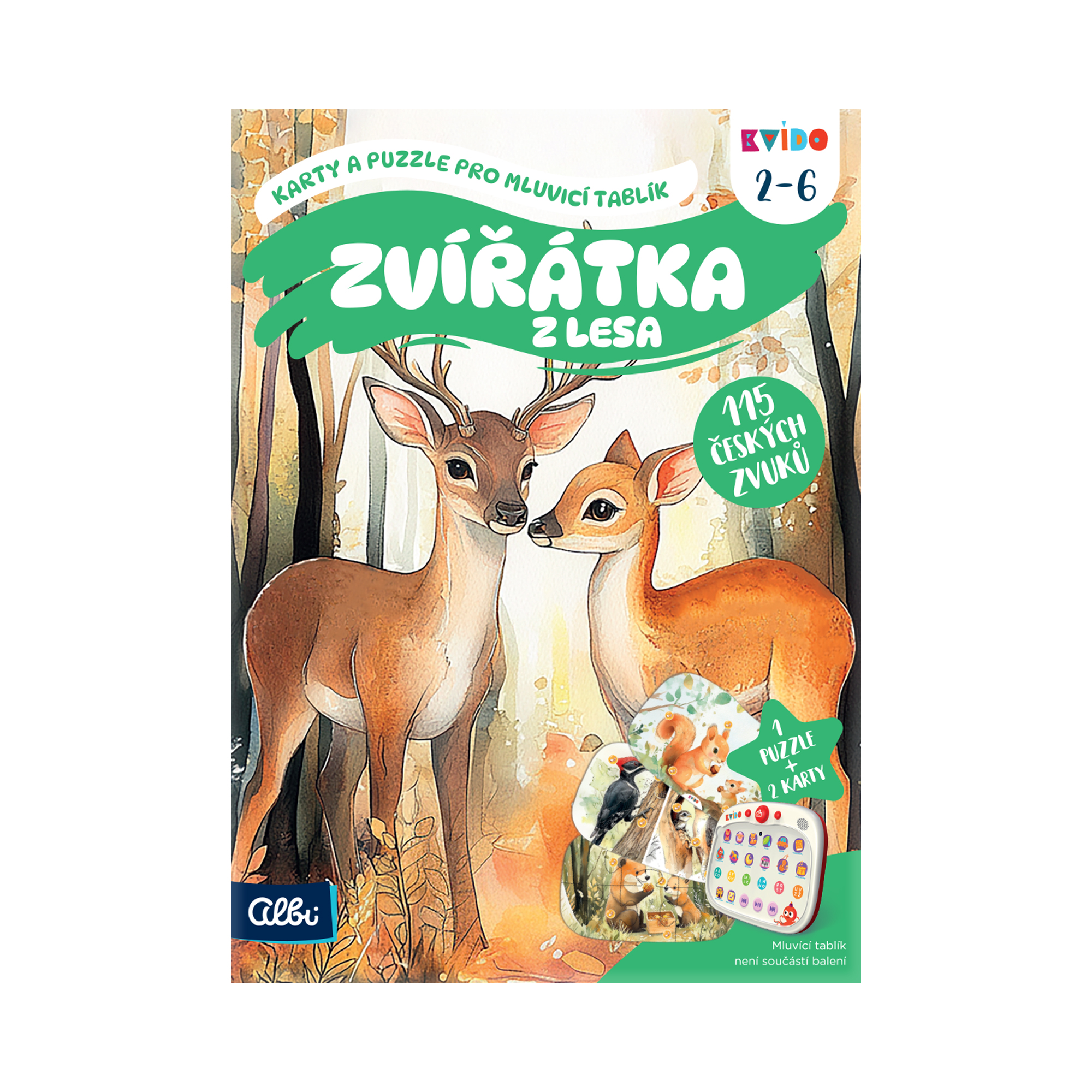 Kvído - Karty a puzzle pro mluvicí tablík: Zvířátka z lesa
