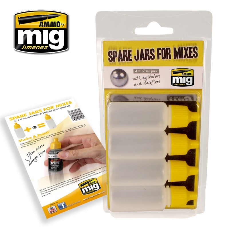Spare Jars for Mixes – 4× 17 ml Containers with Mixing Agitator and Dosifier