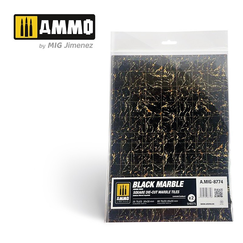 Black Marble. Square Die-cut Marble Tiles - 2 pcs.