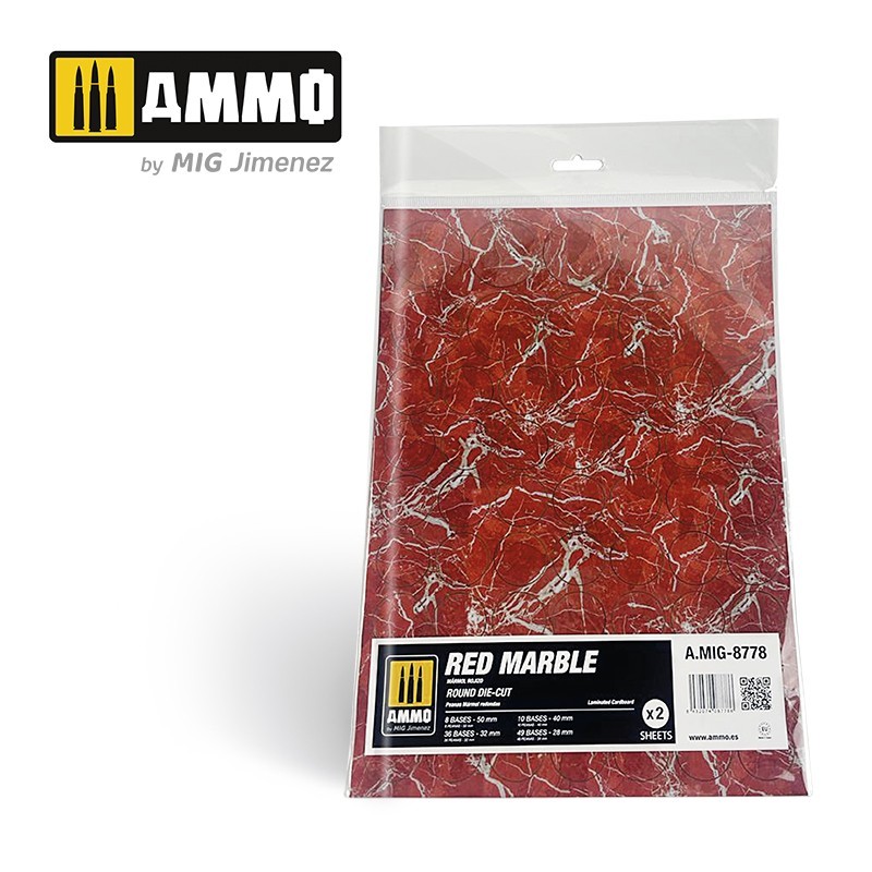 Red Marble. Round Die-cut for Bases for Wargames - 2 pcs.