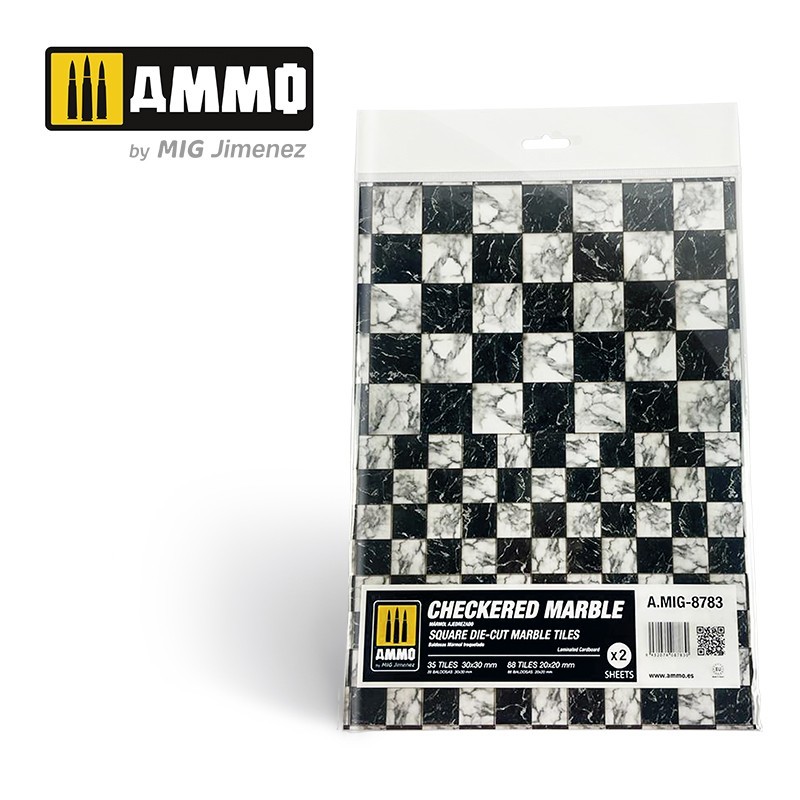 Checkered Marble. Square Die-cut Marble Tiles - 2 pcs.