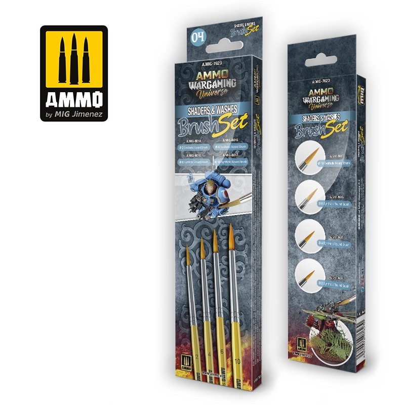 AMMO WARGAMING UNIVERSE – Shaders & Washes Brush Set