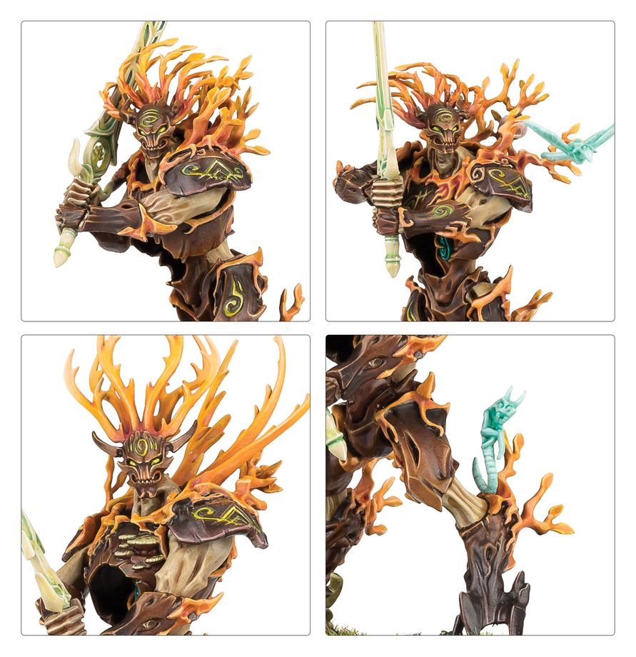 Kurnoth Hunters and tree spirits in the Sylvaneth Strongroot Grove battleforce