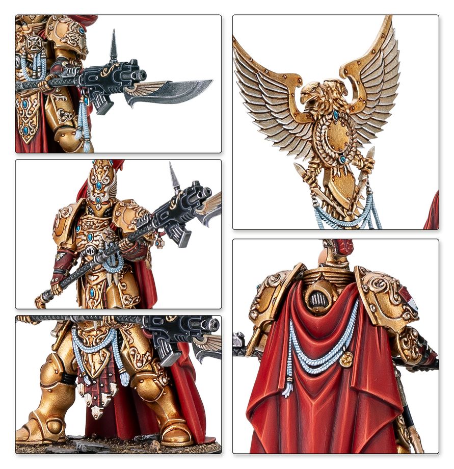 Detail zlatej zbroje Custodes