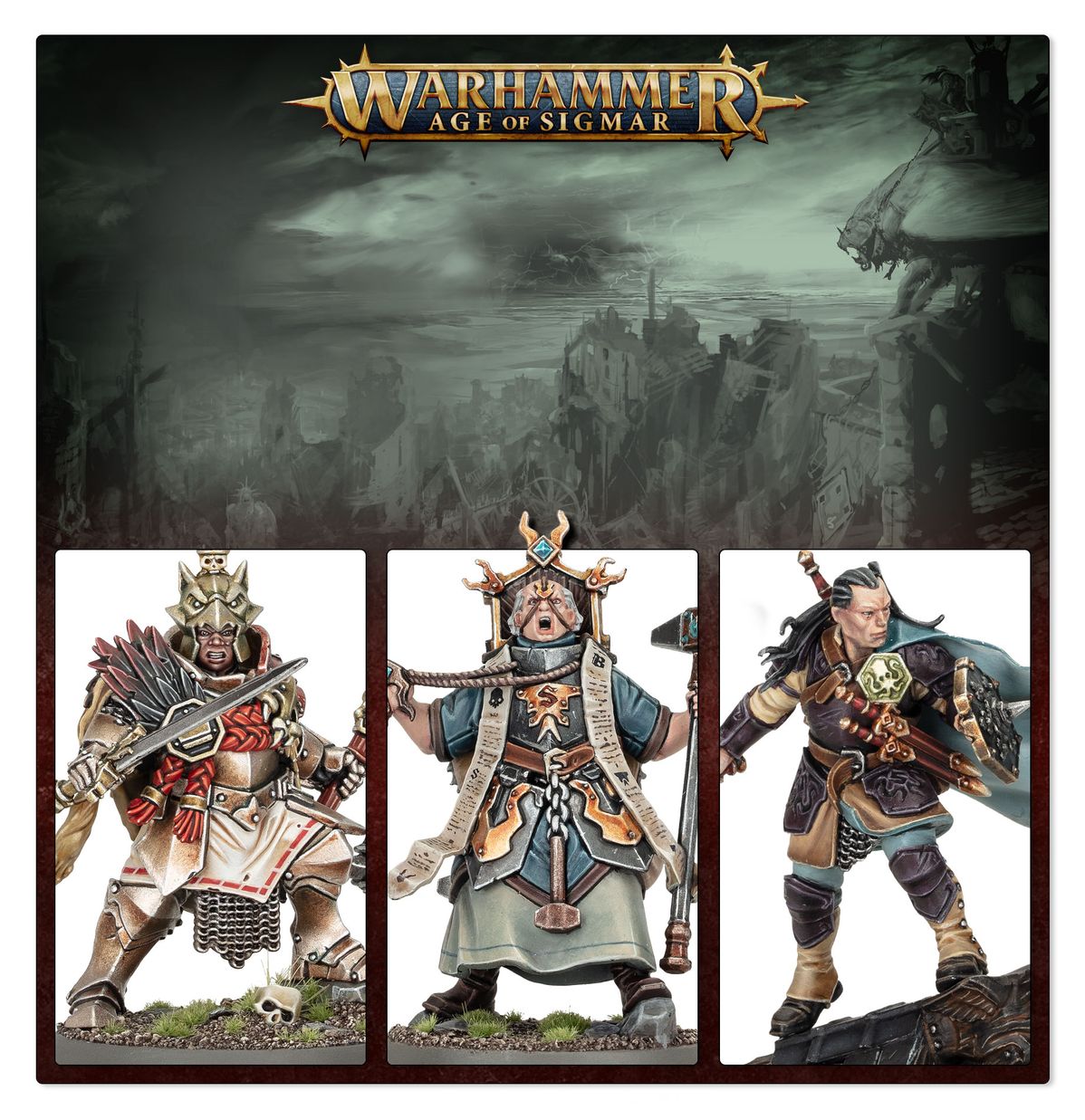 Strong hobby contrast between heroic Cities of Sigmar models and sinister Skaven