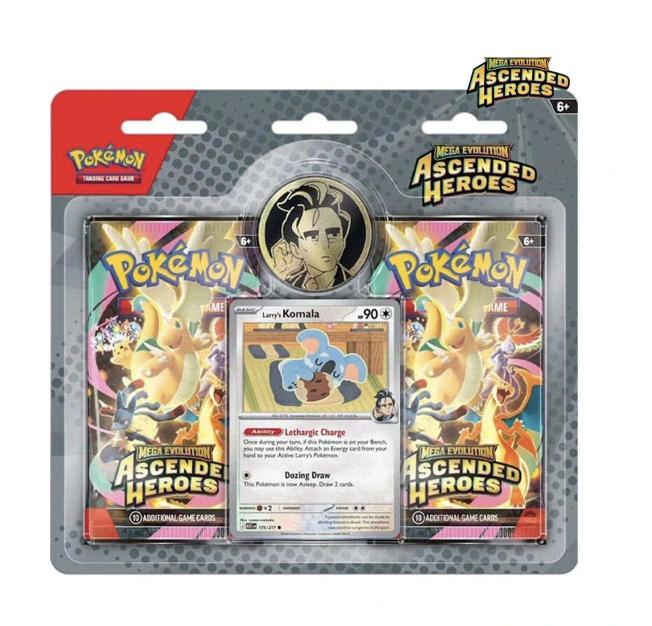 Close-up of the booster packs included inside the Ascended Heroes Blister