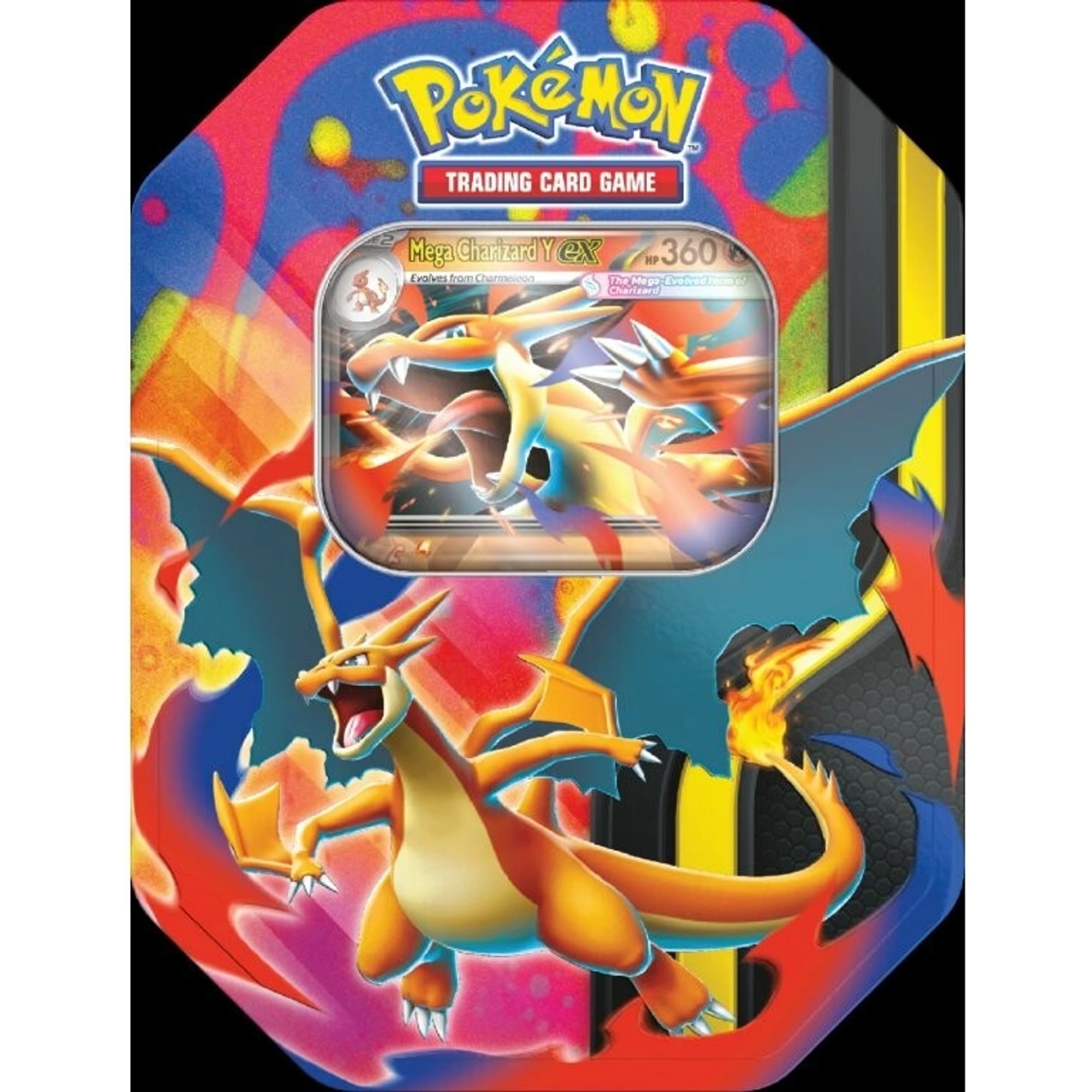Pokémon cards laid out next to the metallic storage tin