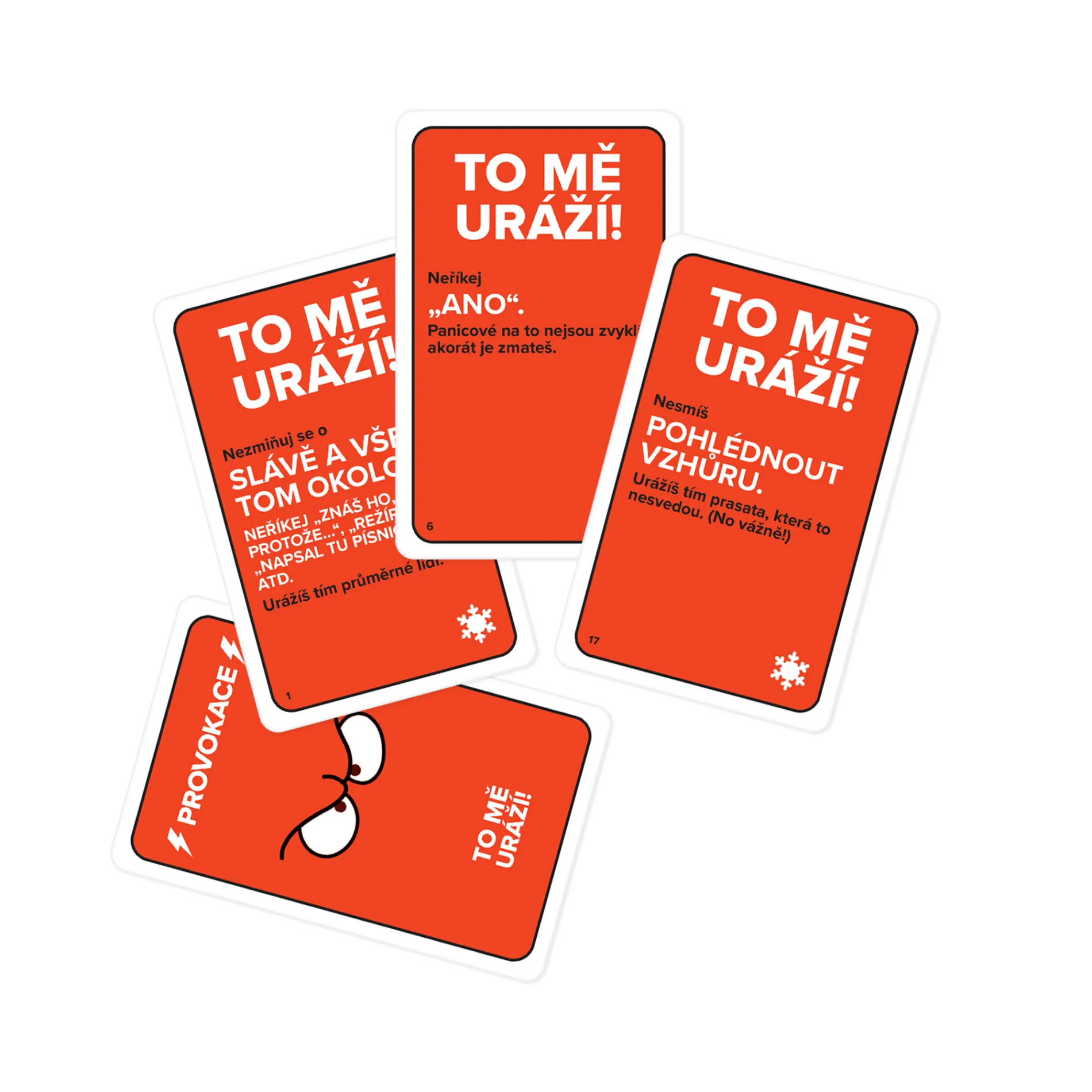 Detail of game cards with humorous inscriptions.