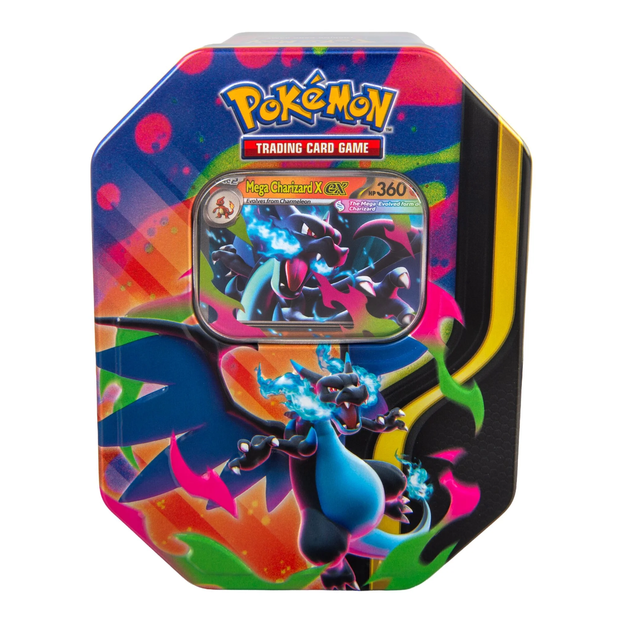 Skupina Pokémon TCG produktů včetně plechovek