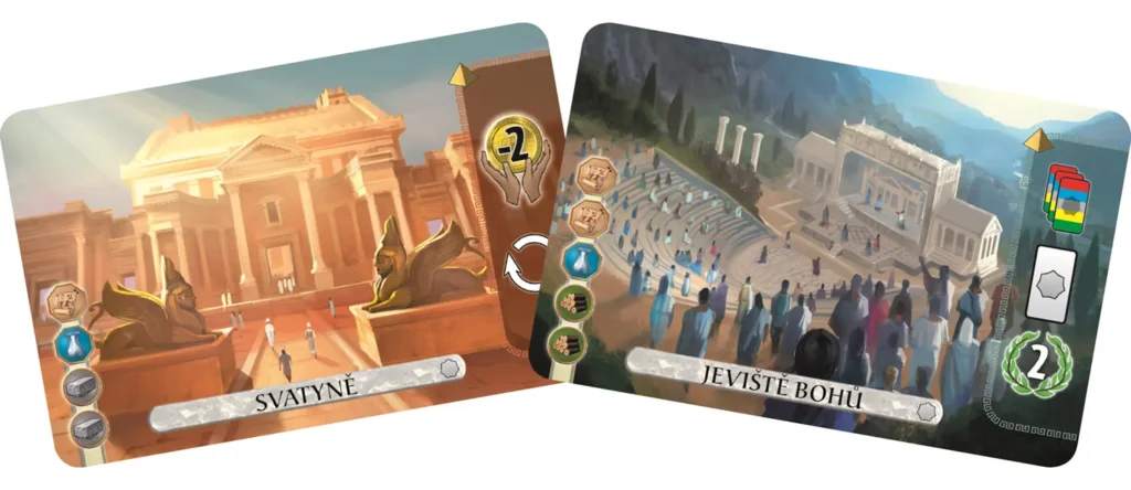 A player with deity cards and the expansion game board.