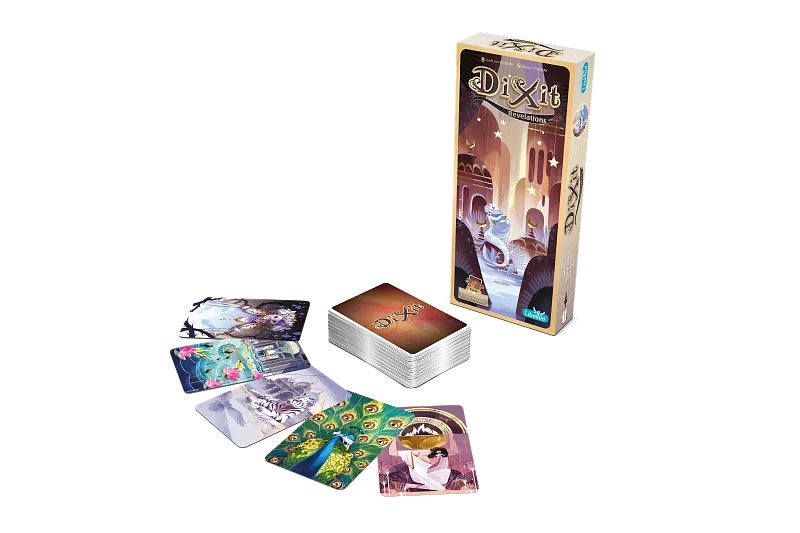 Players at the table discovering new cards from the Dixit Revelations expansion