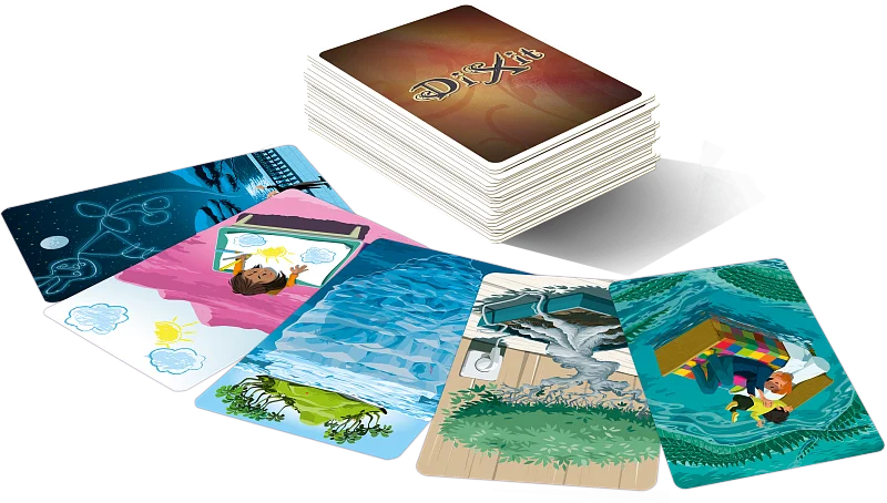Players at the table playing Dixit