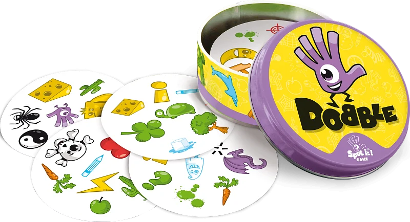Friends playing Dobble around a table