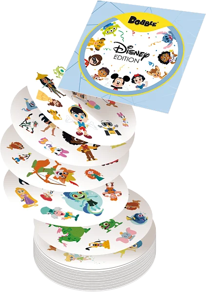 Close-up of cards featuring Disney characters
