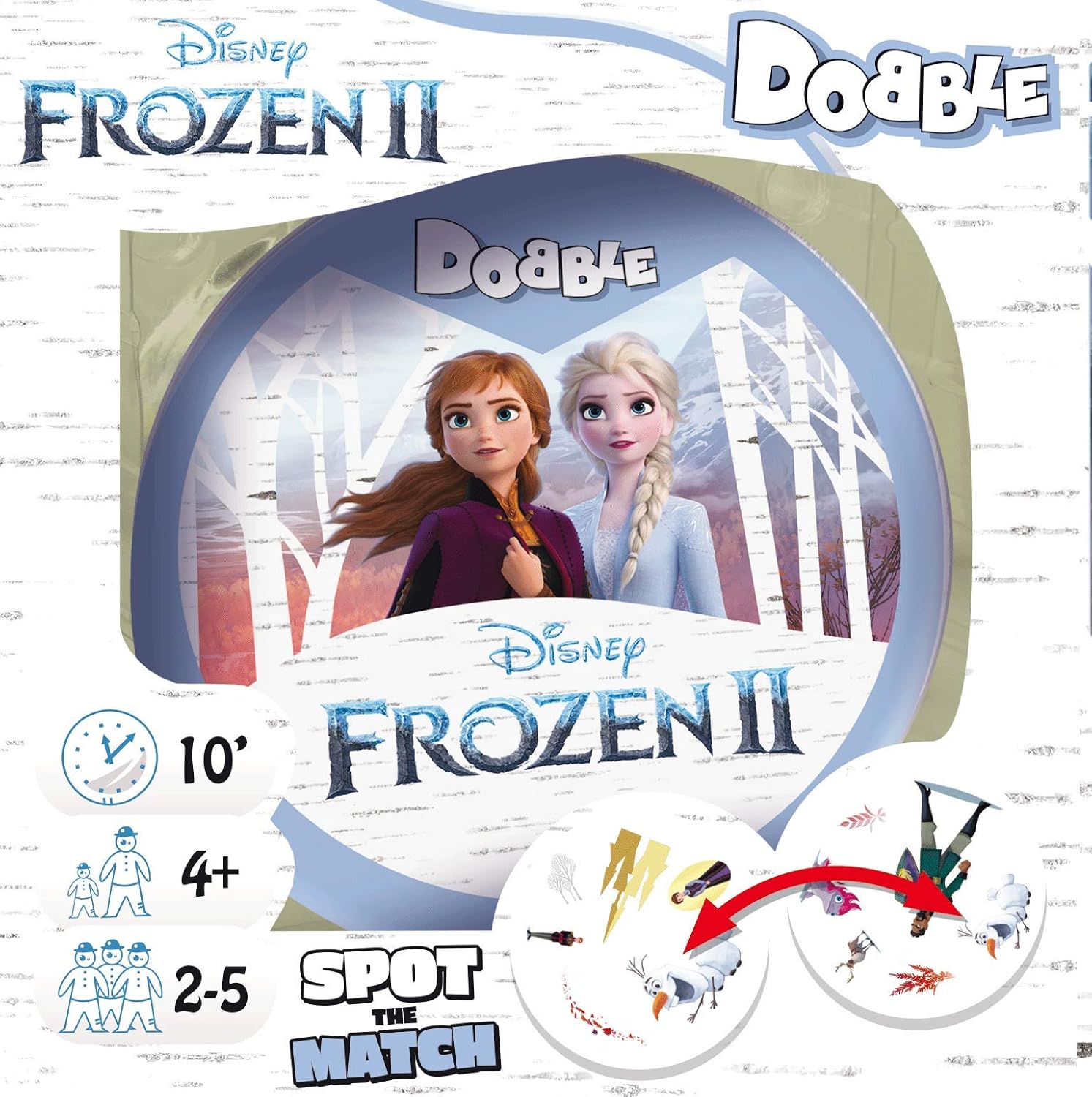A group of people playing Dobble Frozen 2 around a table