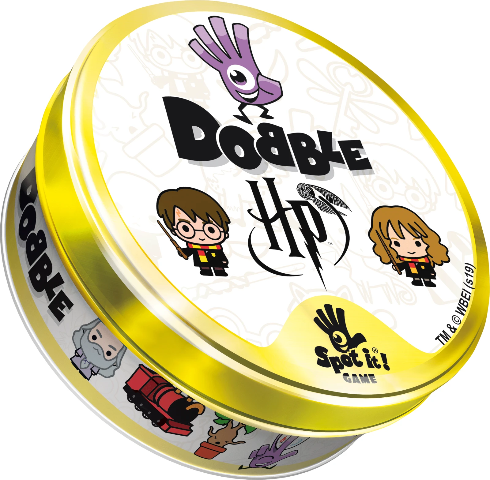 Players pointing at cards with Harry Potter symbols