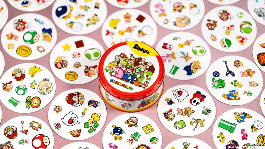Detail of cards with Super Mario motifs
