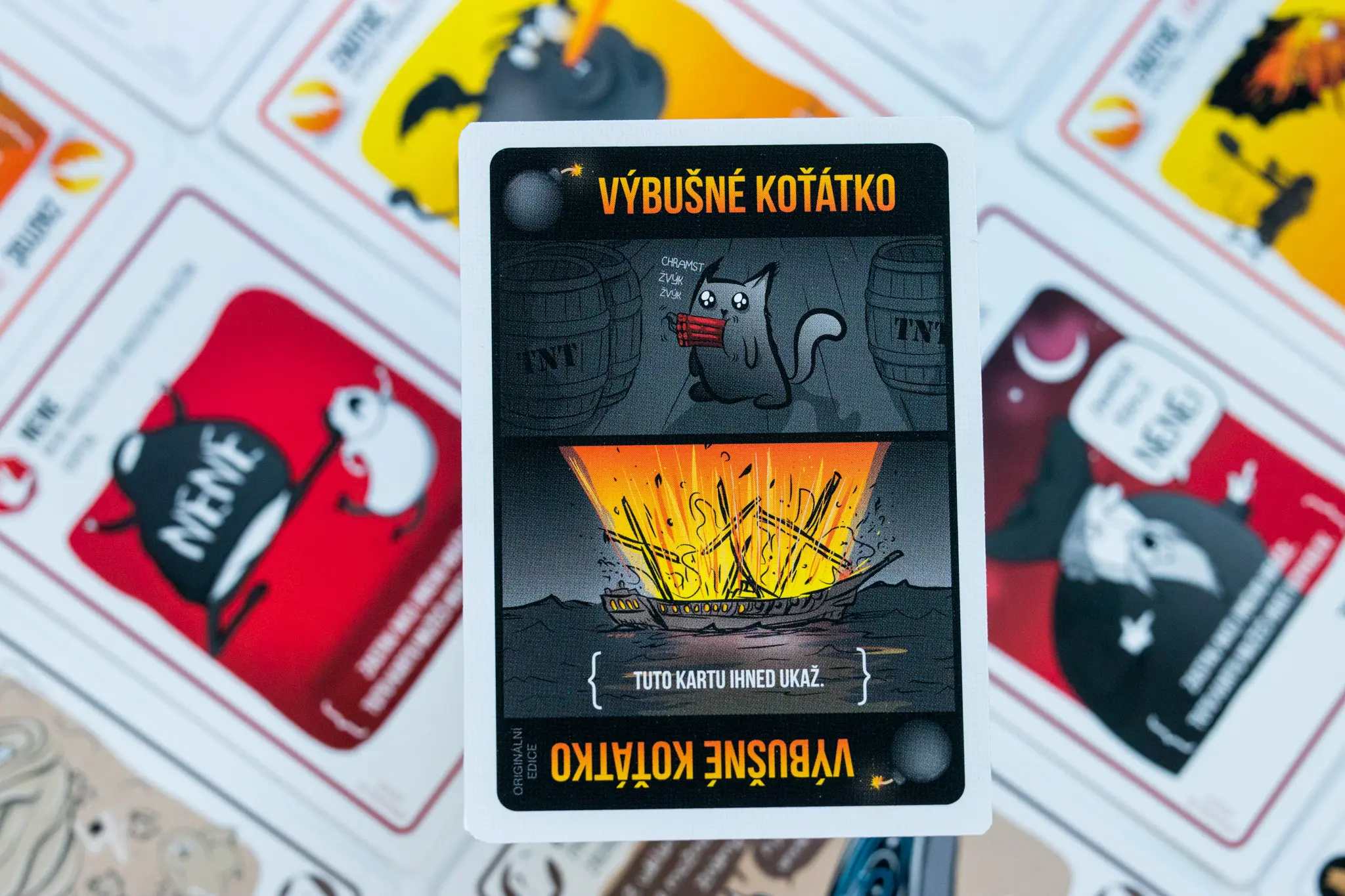 Card featuring the Exploding Kitten motif.