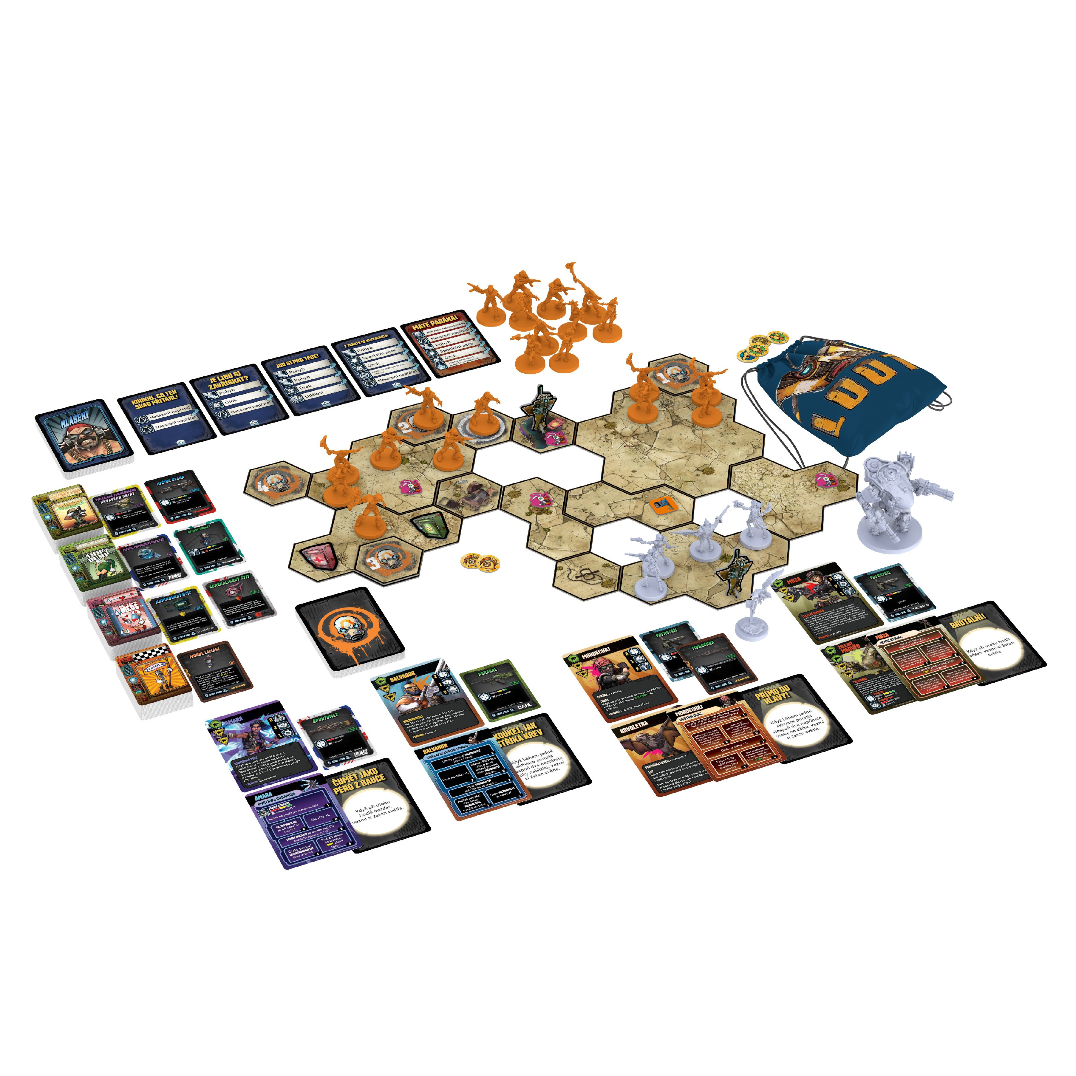 Players at a table battling in an arena full of enemies.