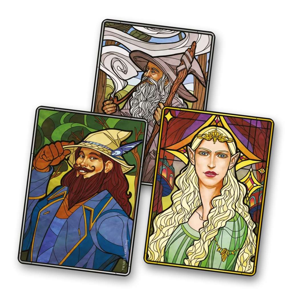 Players at a table during a session of The Lord of the Rings card game.