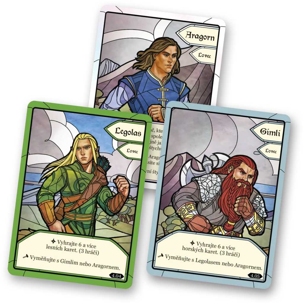 Players at a table focused on playing a card game with Lord of the Rings motifs.