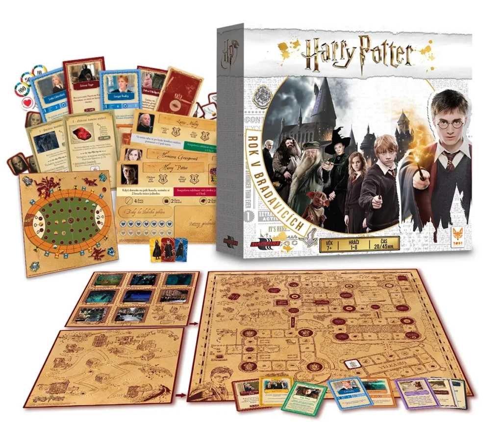 Detailed view of the game board showing Hogwarts and student tokens.