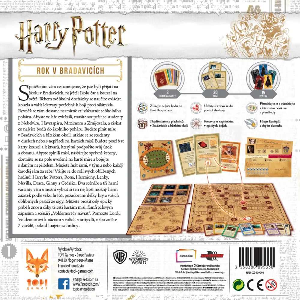 Detail of character cards and magical items.