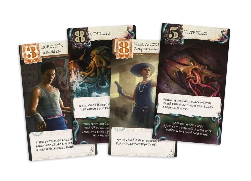 Player cards laid out on the table during a tense session.