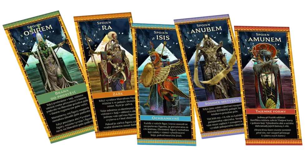 Detail of divine miniatures and game components.