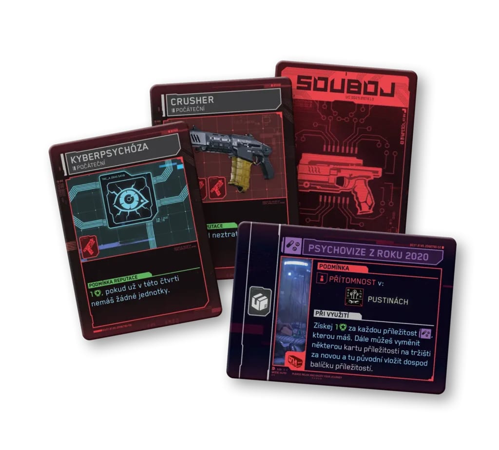 New faction specific cards and components for the Families and Outcasts expansion.