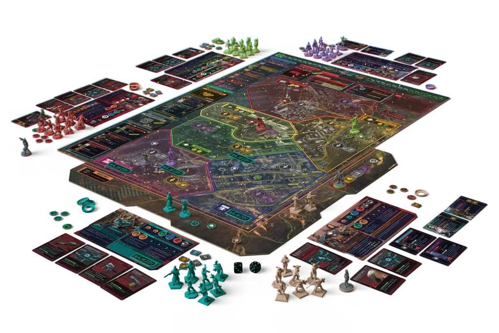 Detailed Nomad miniatures positioned on a Badlands-themed expansion map section.