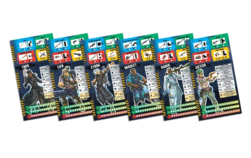 View of equipment cards and game components