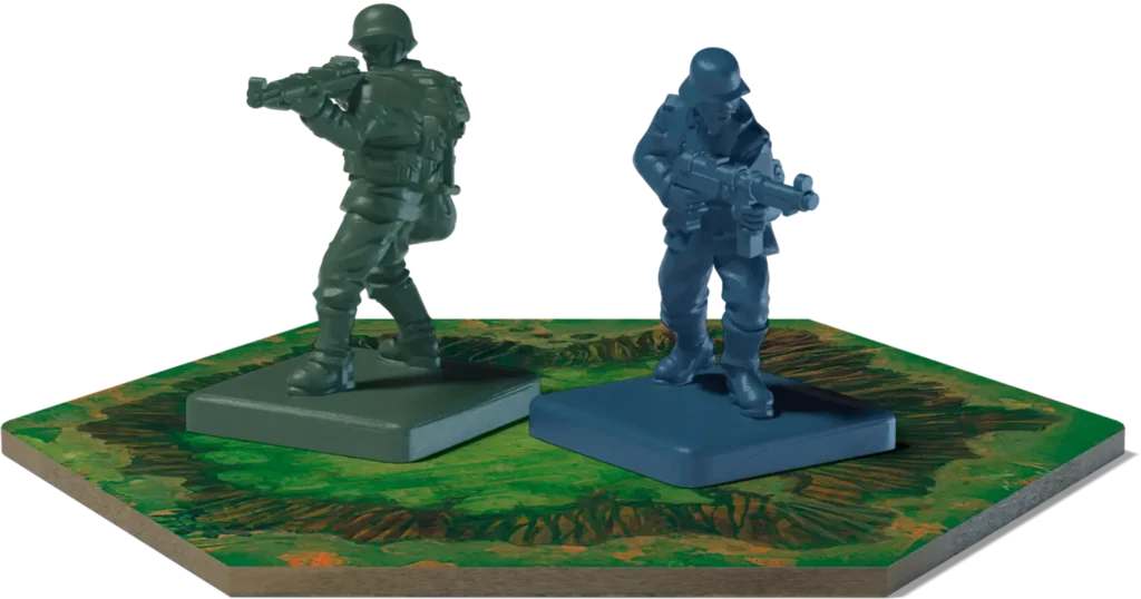 Detailed tank miniatures on the Normandy map.