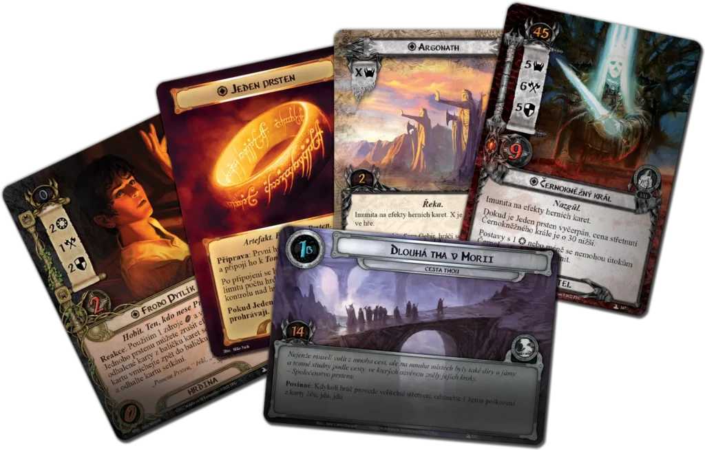 Detailed view of character cards from The Fellowship of the Ring expansion.