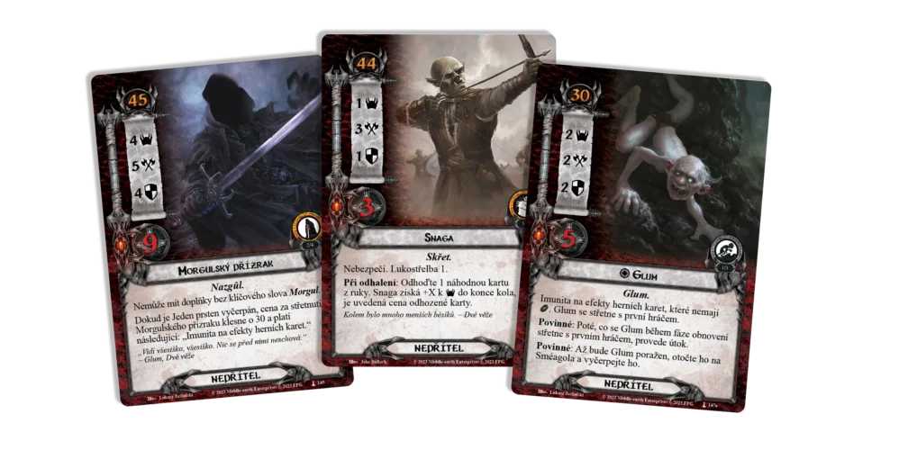 Detailed view of new game cards from The Two Towers expansion.