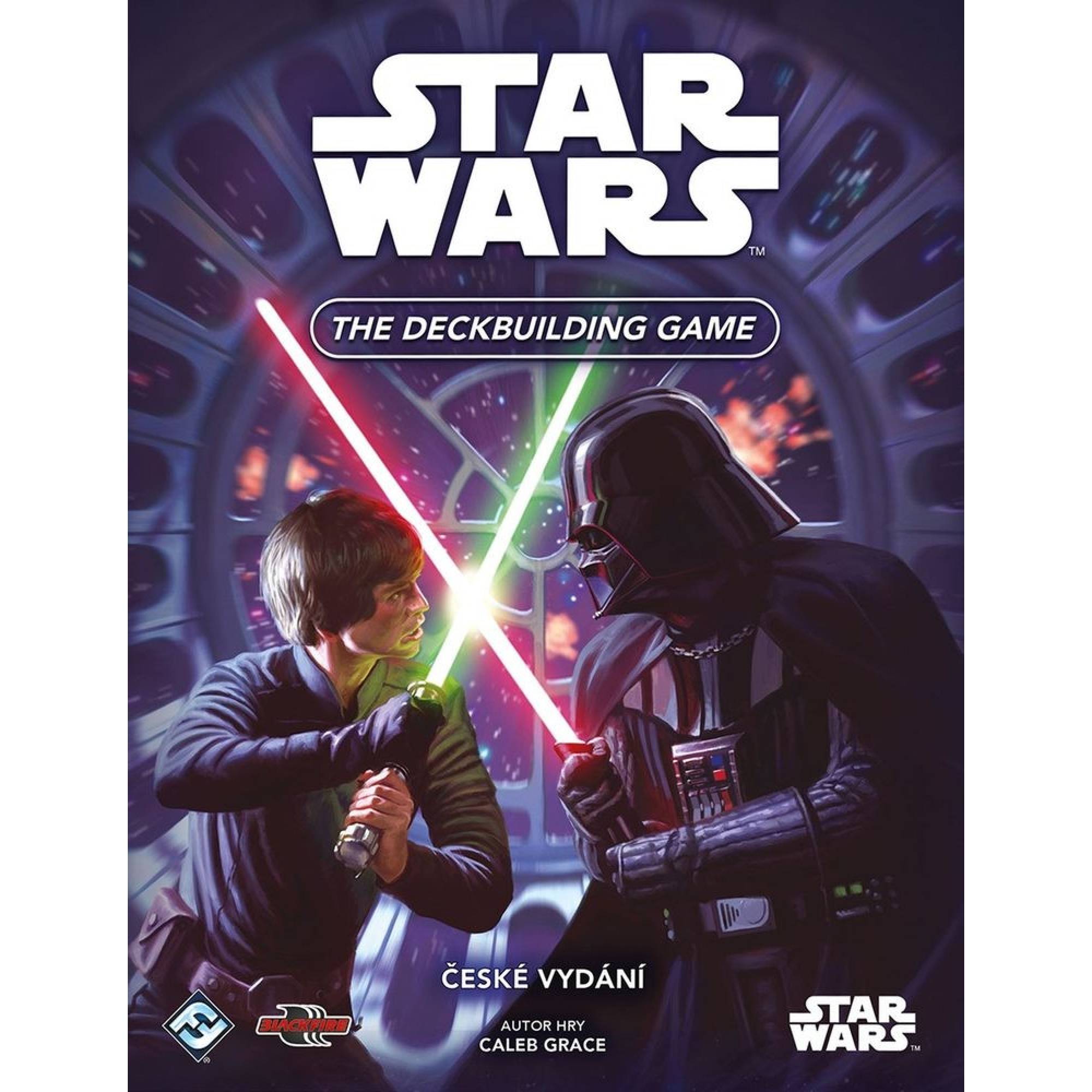 Players at a table during an intense duel in the Star Wars card game.