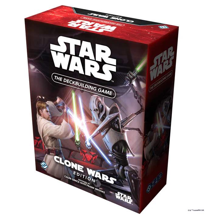 Players at a table dueling in a Star Wars card game.