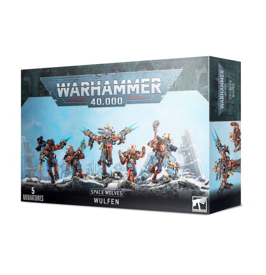 Detail bestiálního vzhledu a fenrisianských ozdob modelů Wulfen