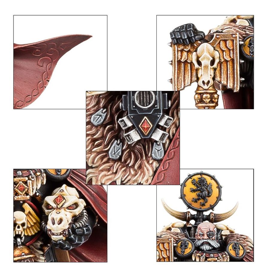 Ulrik the Slayer mezi pěšími jednotkami armády Space Wolves