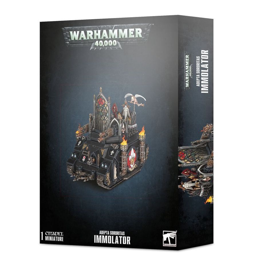 Immolator advancing alongside Adepta Sororitas infantry
