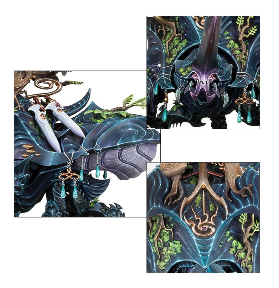 Close-up of the giant beetle legs crushing scenery on the base