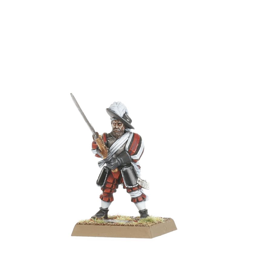 Skupina plně namalovaných vojáků Empire Greatswords v bojové formaci